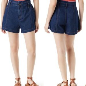 Sam Edelman blue high waist Kaden Ribcage Flare Denim Shorts Size 28